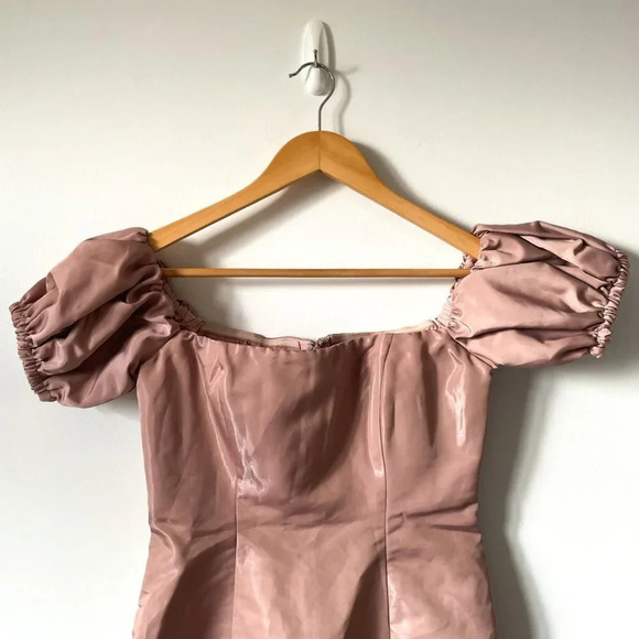 NBD Revolve Rianne Off Shoulder Puff Sleeve Mini Dress Mauve Sz S - Picture 5 of 10